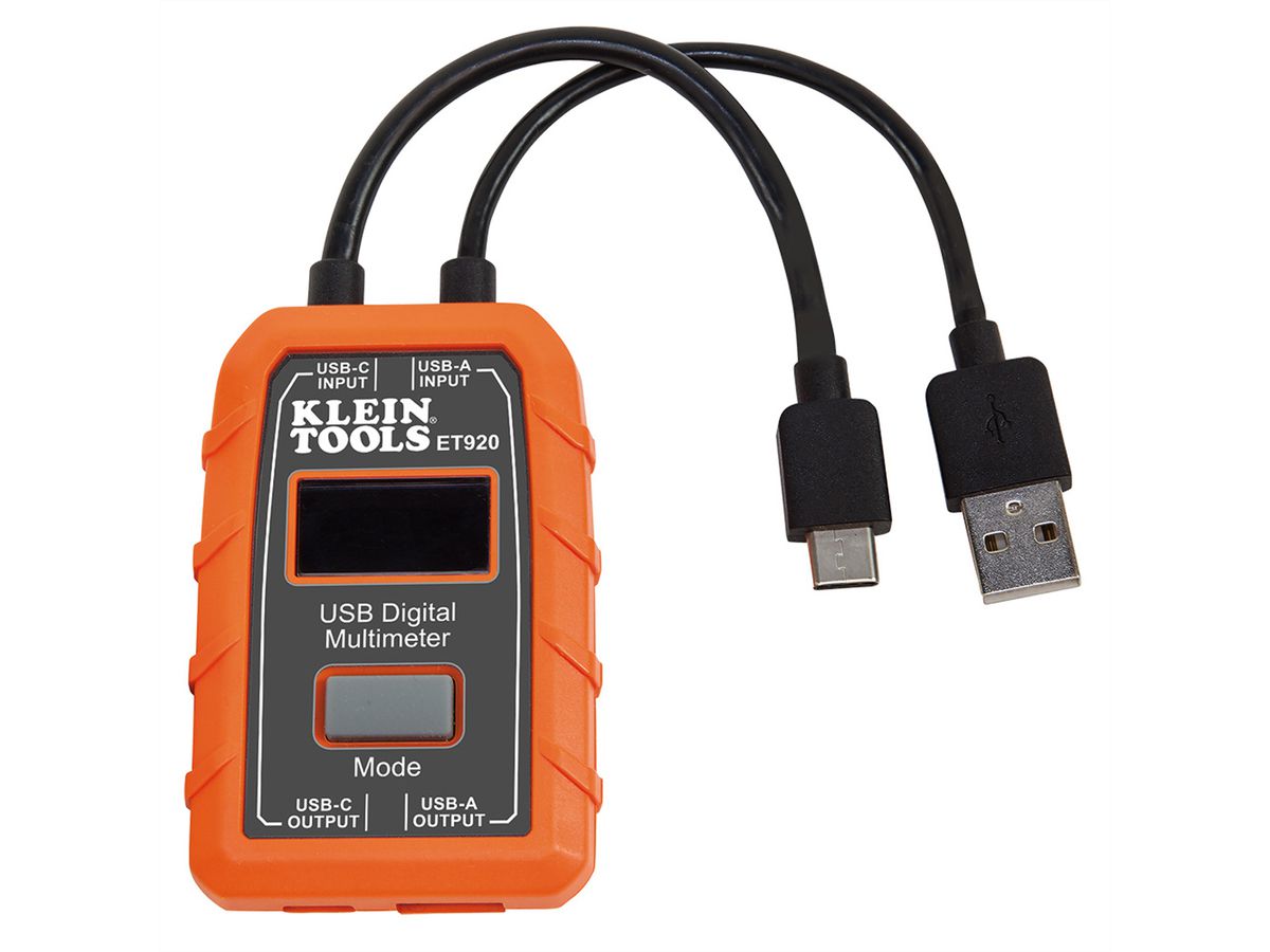 KLEIN TOOLS ET920 USB-Digitalmessgerät und -Prüfer, für USB-A und USB-C