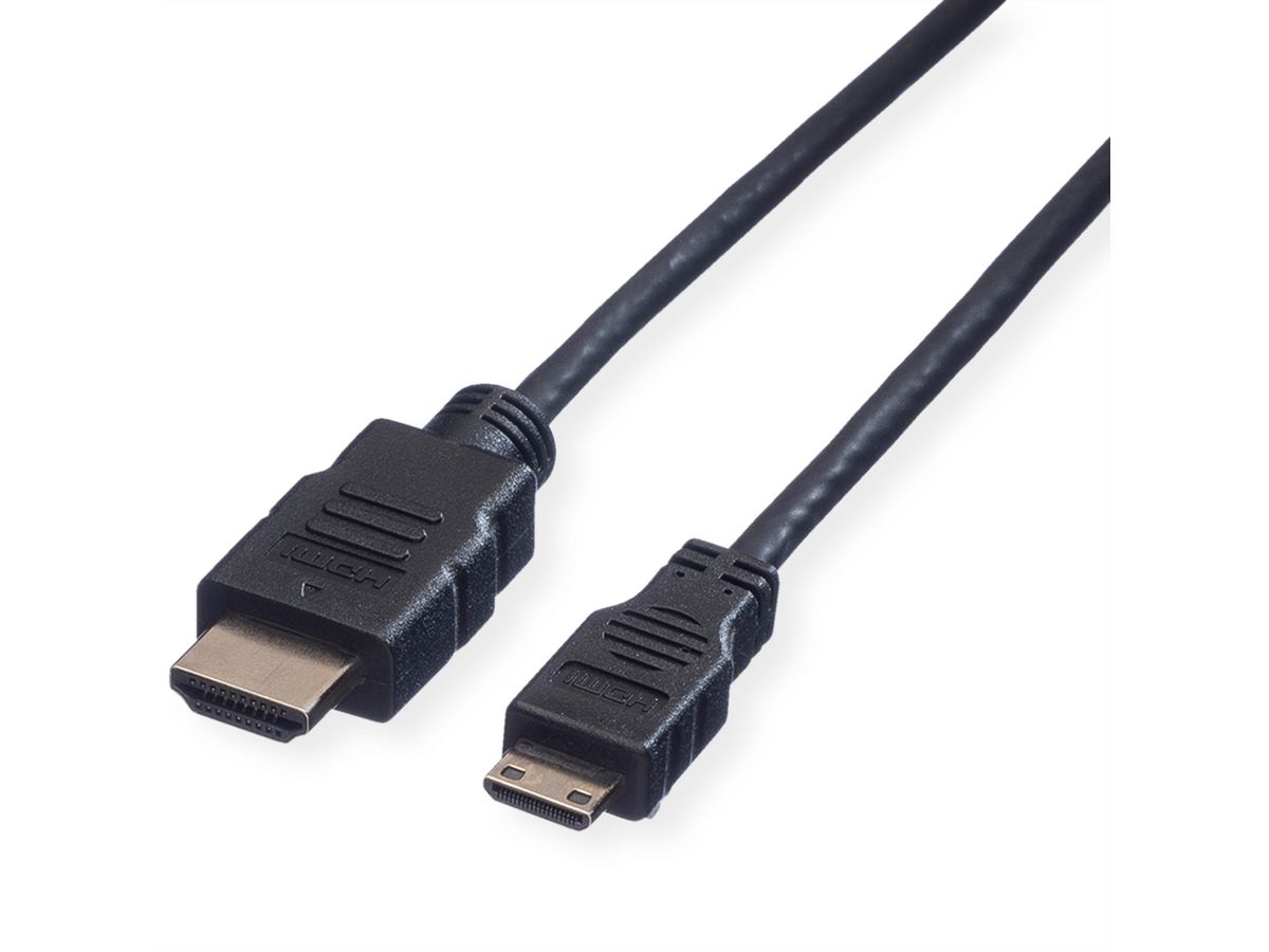 VALUE HDMI High Speed Kabel mit Ethernet, HDMI ST - Mini HDMI ST, 2 m