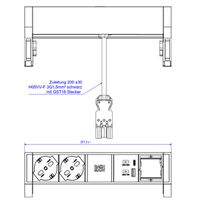 BACHMANN DESK2 2xP40 1xUSB A/C 22W 1xCM, 0,2m GST18 INOX Italia