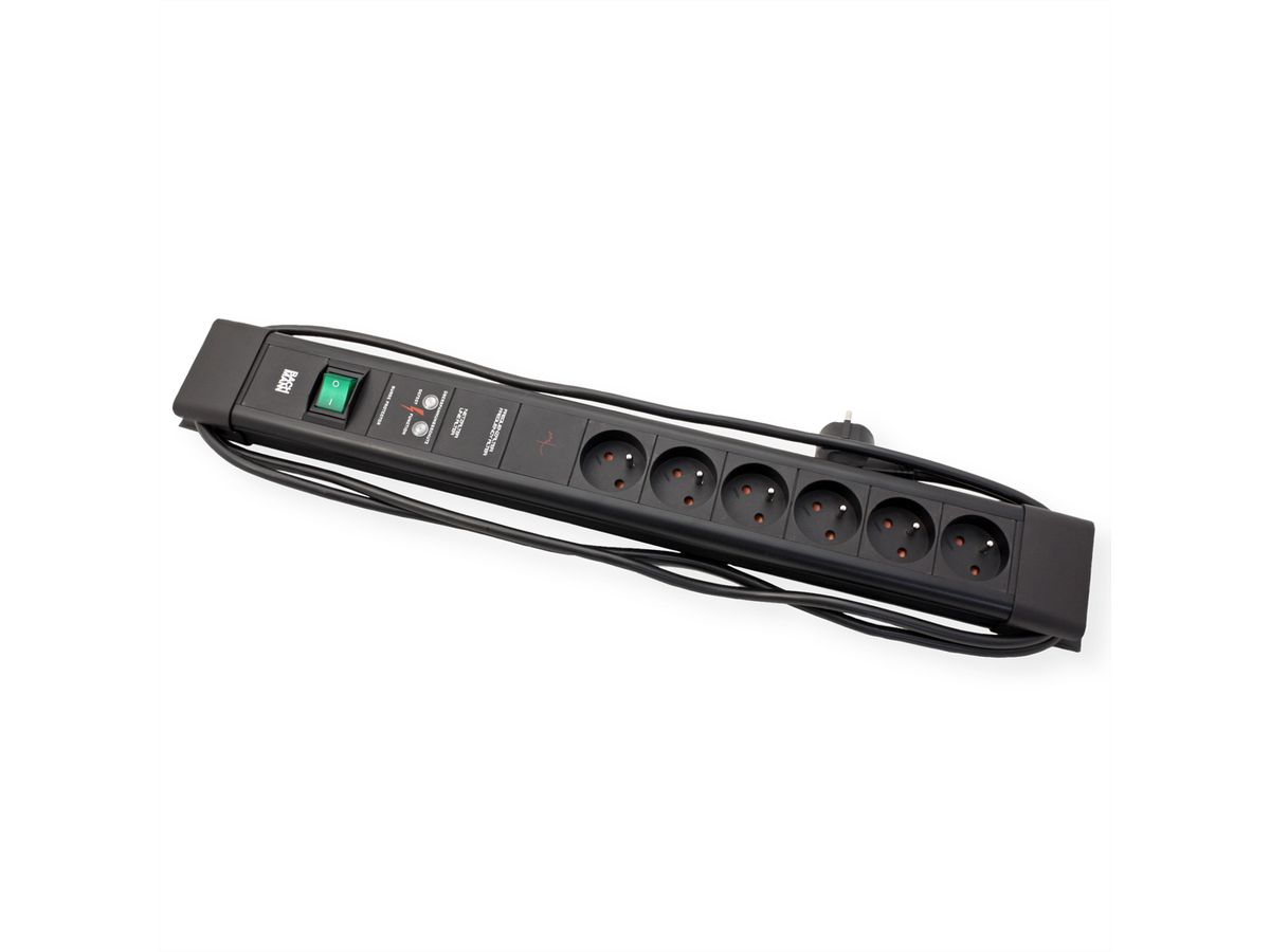 BACHMANN CONNECTUS 6xUTE, 1xGVS 1xSchalter 2,0m CEE7/7 Schwarz