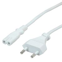 VALUE Netzkabel Euro-Flachstecker auf C7, 2polig, weiß, 1 m