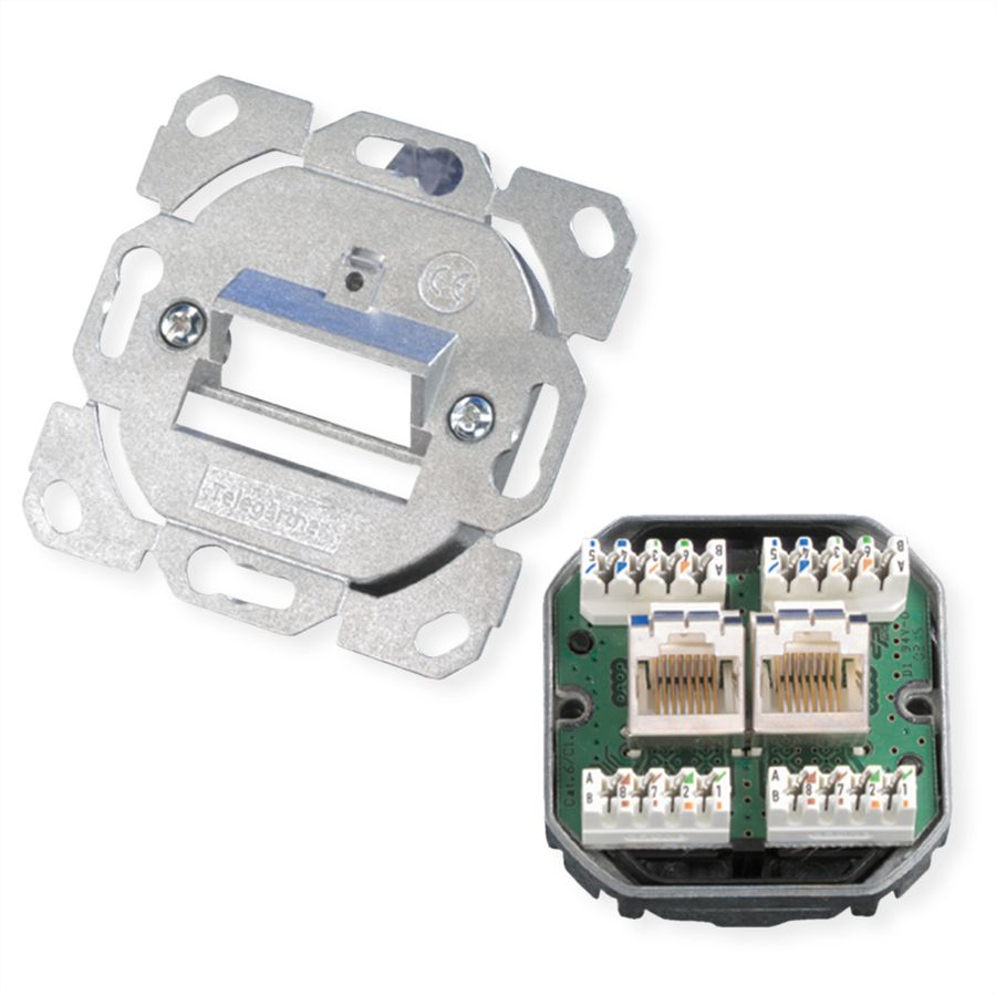 TELEGÄRTNER Dose AMJ45 ohne Zentralplatte, 2x RJ-45 Cat.6 (Class E)