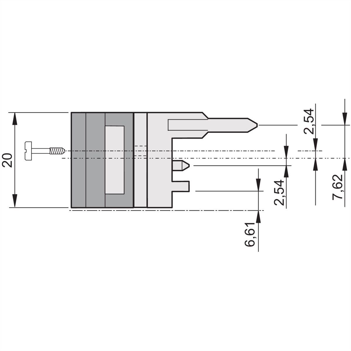 SCHROFF IET-Griff mit 0,1 Zoll Versatz - IET-GRIFF OB O SW/GR 100ST