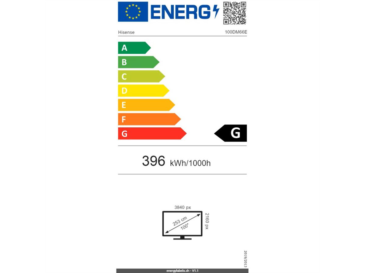 Hisense Signage Display 100DM66E, 100", 24/7, UHD, 500cd/m²