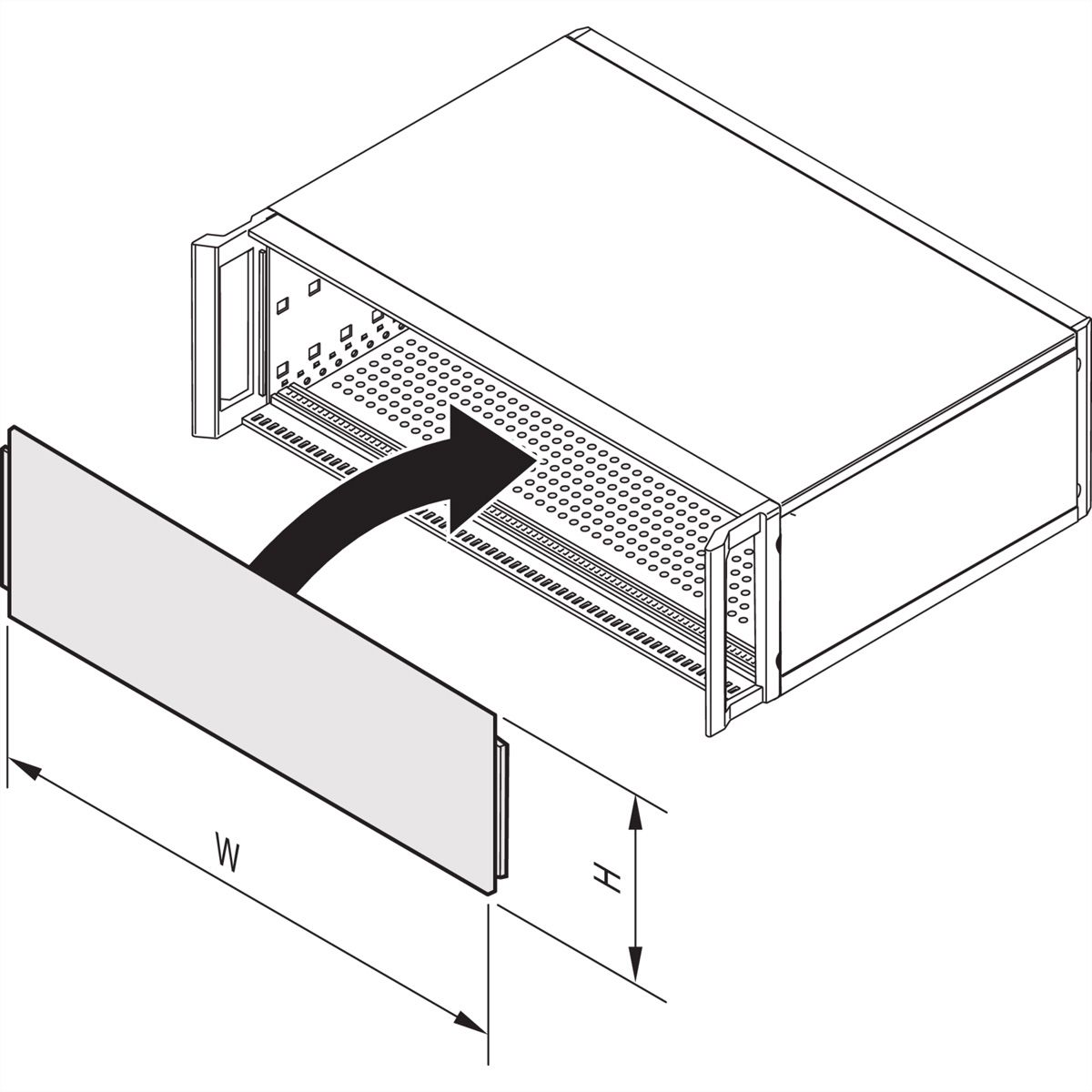 SCHROFF Gesamtfrontplatte, gesteckt, ungeschirmt - FRONTPLATTE 3HE 42TE EL/CHR