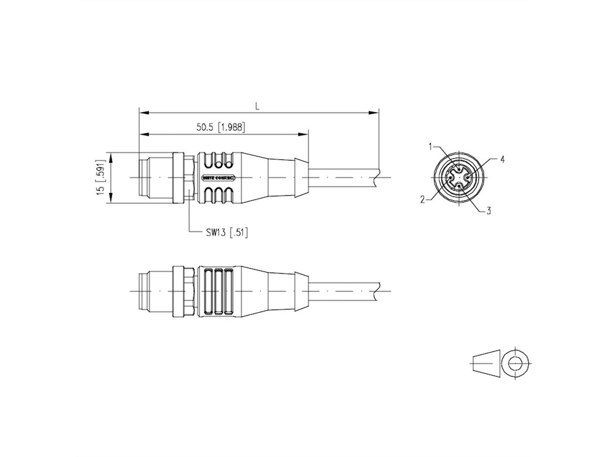 METZ CONNECT Anschlussleitung M12 Stecker 4-polig D-kodiert, 5 m