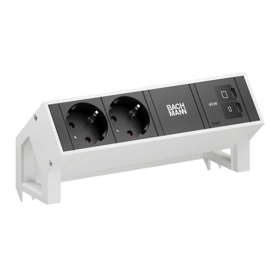 BACHMANN DESK2 2xCEE7/3 1xUSB C/C 45W, L=0,2m RAL9010