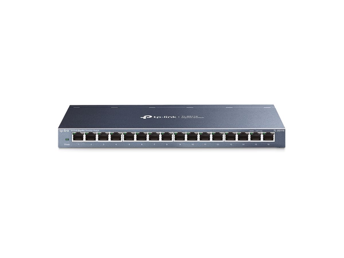 TP-Link TL-SG116 Unmanaged Gigabit Ethernet (10/100/1000) Schwarz