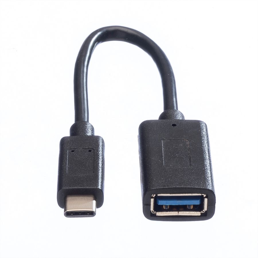 VALUE USB 3.2 Gen 1 Kabel, USB Typ C - A, ST/BU, OTG, schwarz, 0,15 m