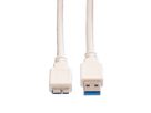 VALUE USB 3.2 Gen 1 Kabel, A ST - Micro B ST, weiß, 0,15 m