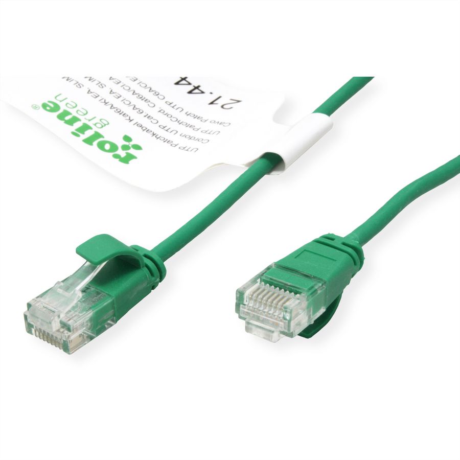 ROLINE GREEN UTP Patchkabel Cat.6A (Class EA), LSOH, slim, grün, 0,15 m
