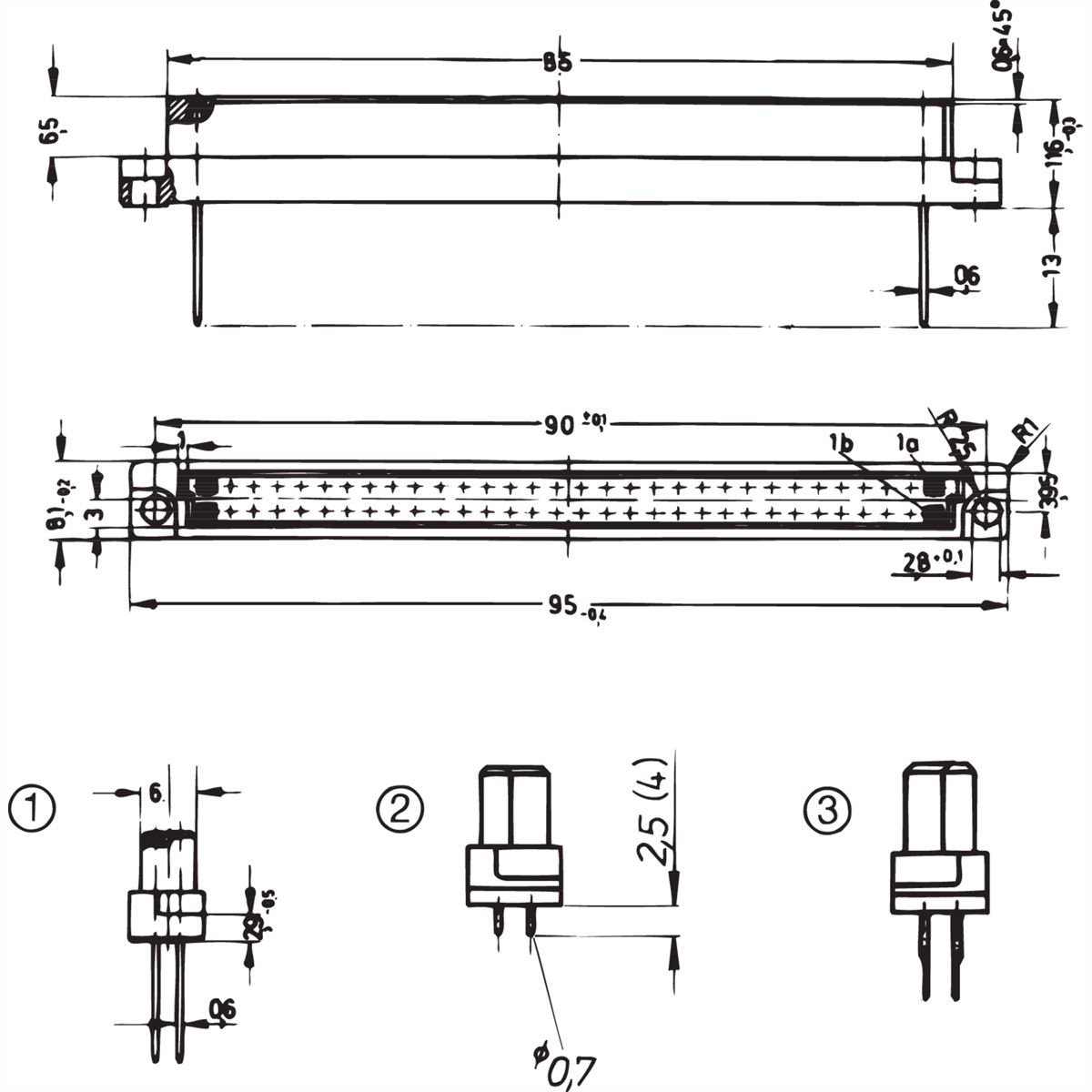 SCHROFF Federleiste - FEDERLEISTE B64, EINLOET 2,5