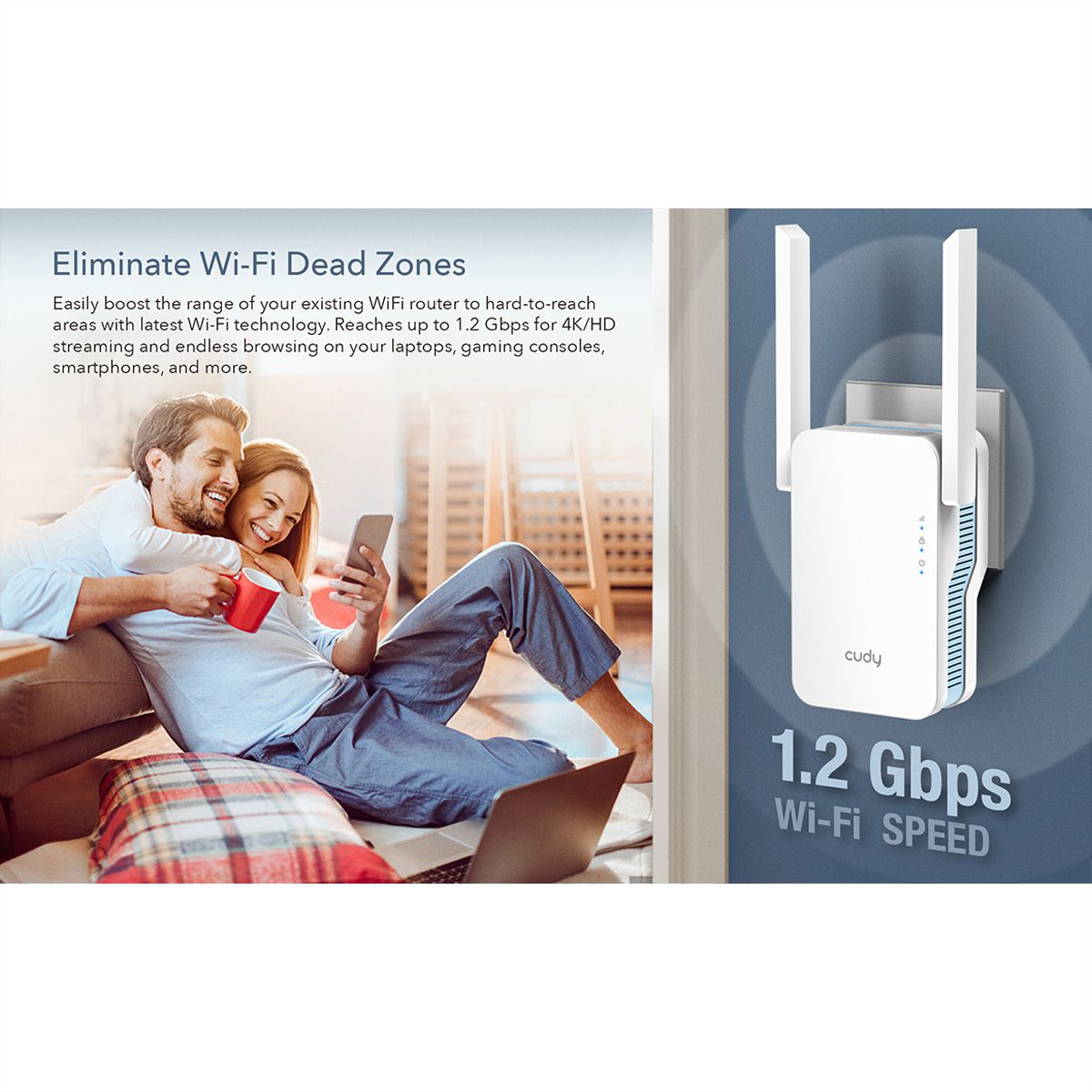 CUDY RE1200 AC1200 Wi-Fi Mesh Repeater