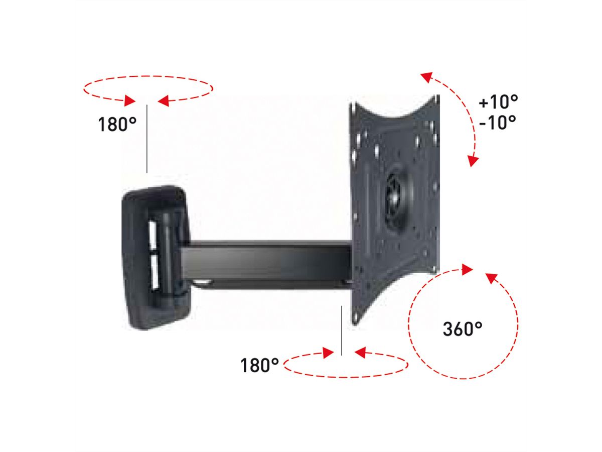 ROLINE LCD/TV-Wandhalterung, Extralang, 4 Drehpunkte