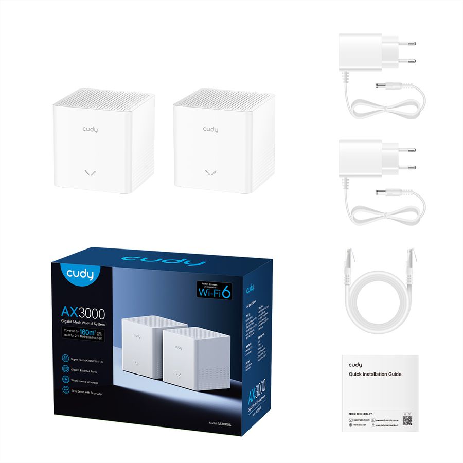 CUDY M3000S AX3000 Wi-Fi 6 Mesh Lösung, 2-Pack