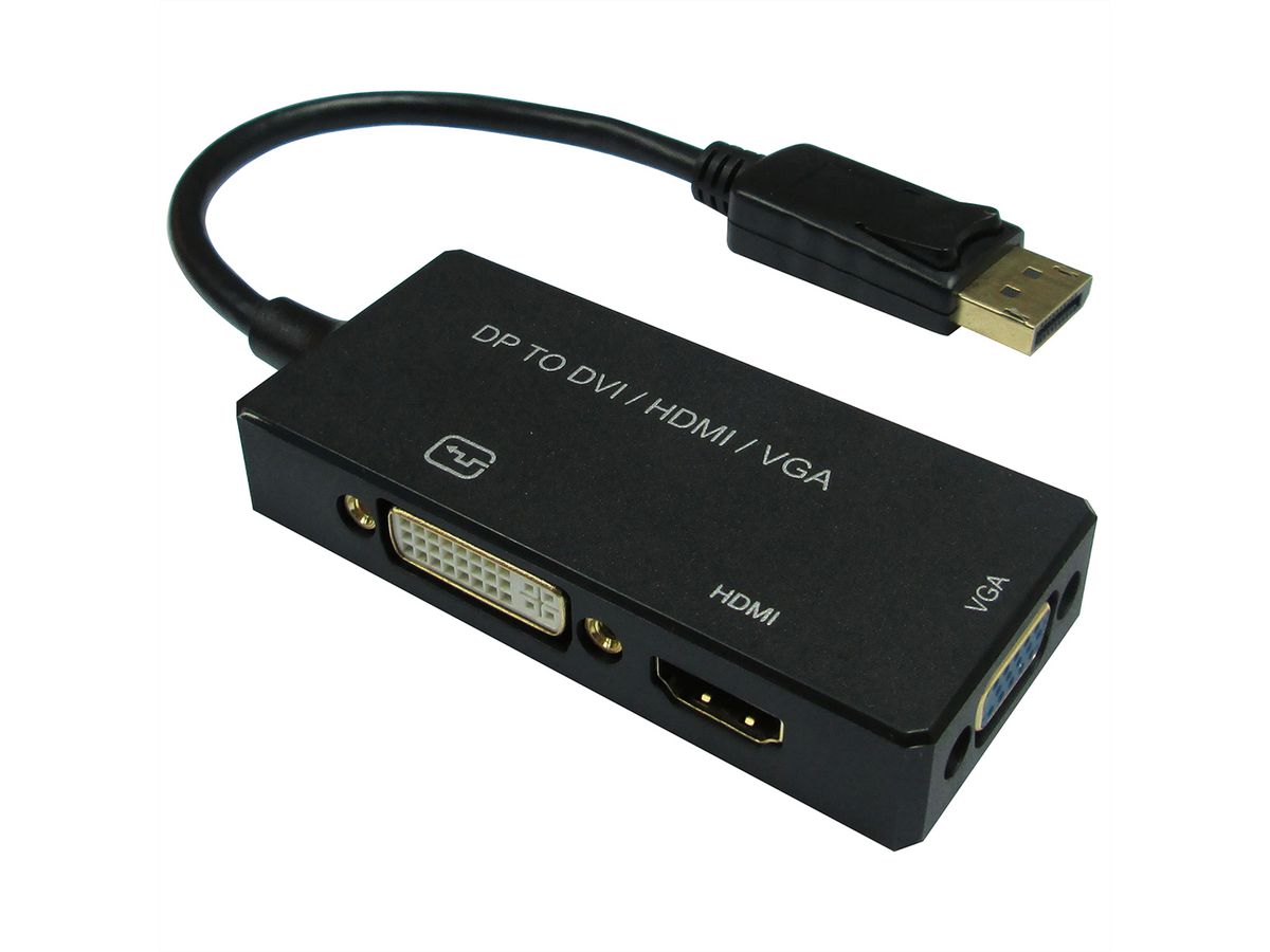 VALUE Adapterkabel DisplayPort - VGA / DVI / HDMI, v1.2, Aktiv