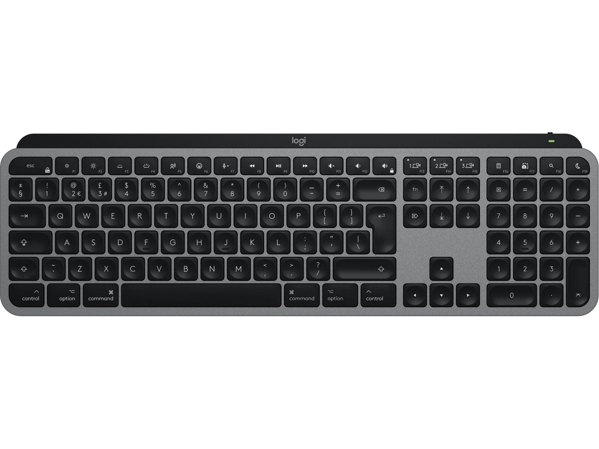 Logitech MX Keys S for Mac Tastatur Büro RF Wireless + Bluetooth QWERTY UK Englisch Aluminium, Schwarz