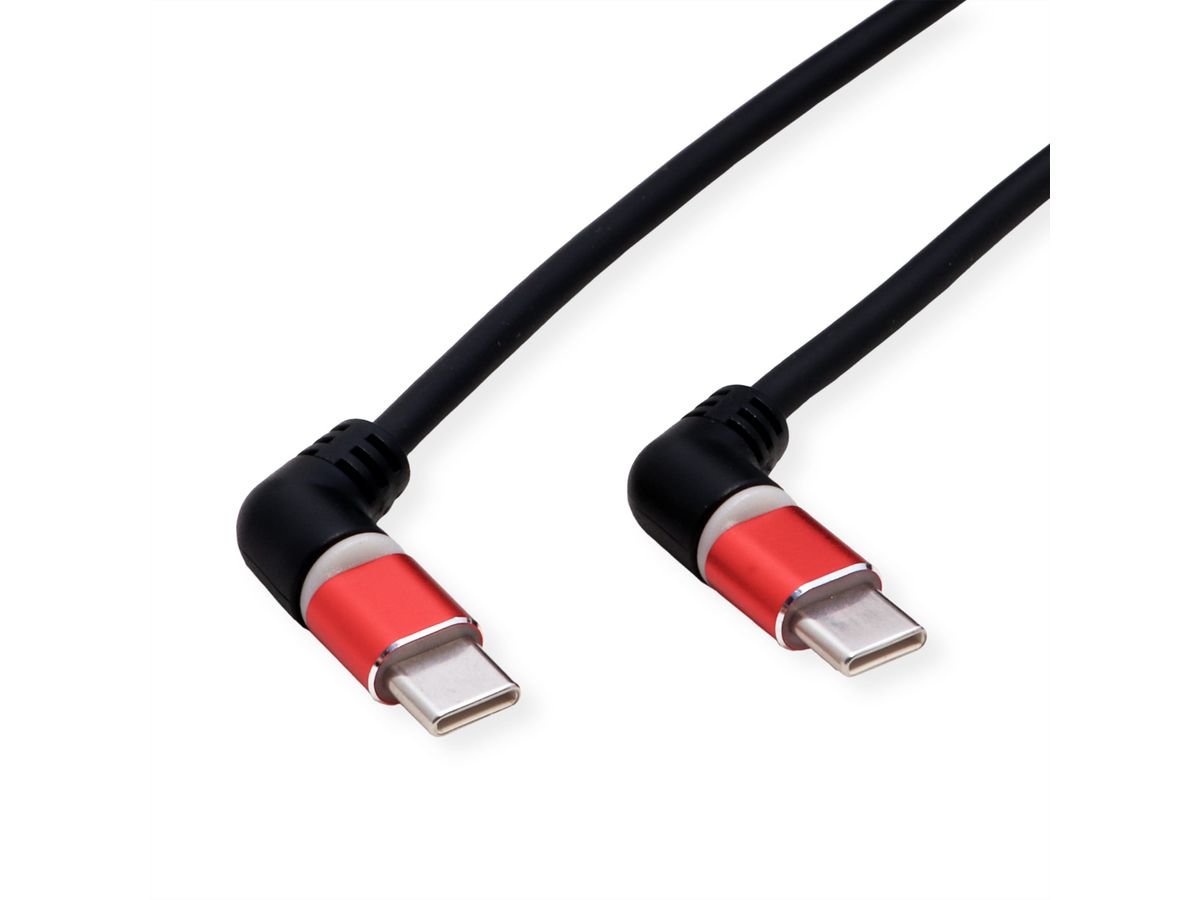 ROLINE USB 2.0 Kabel, Typ-C - Typ-C, ST/ST, 360° Rotation, schwarz / rot, 1 m