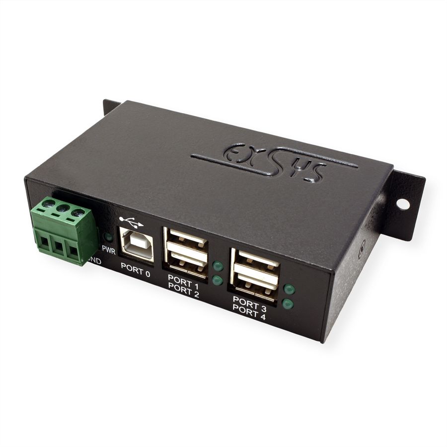 EXSYS EX-1163HMS-WT 4 port USB 2.0 HUB Surge Protection & erw. Temperaturbereich