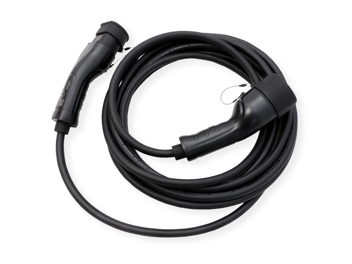 ROLINE E-Auto Ladekabel Typ2, 1-phasig, 250VAC (1P+N+E), 32 A, 7,4 kW, 7,5 m