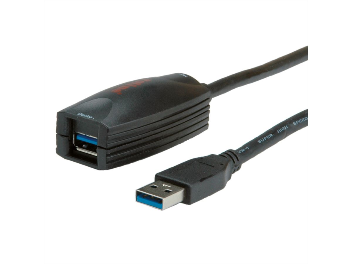 ROLINE USB 3.2 Gen 1 Aktives Repeater Kabel, schwarz, 5 m