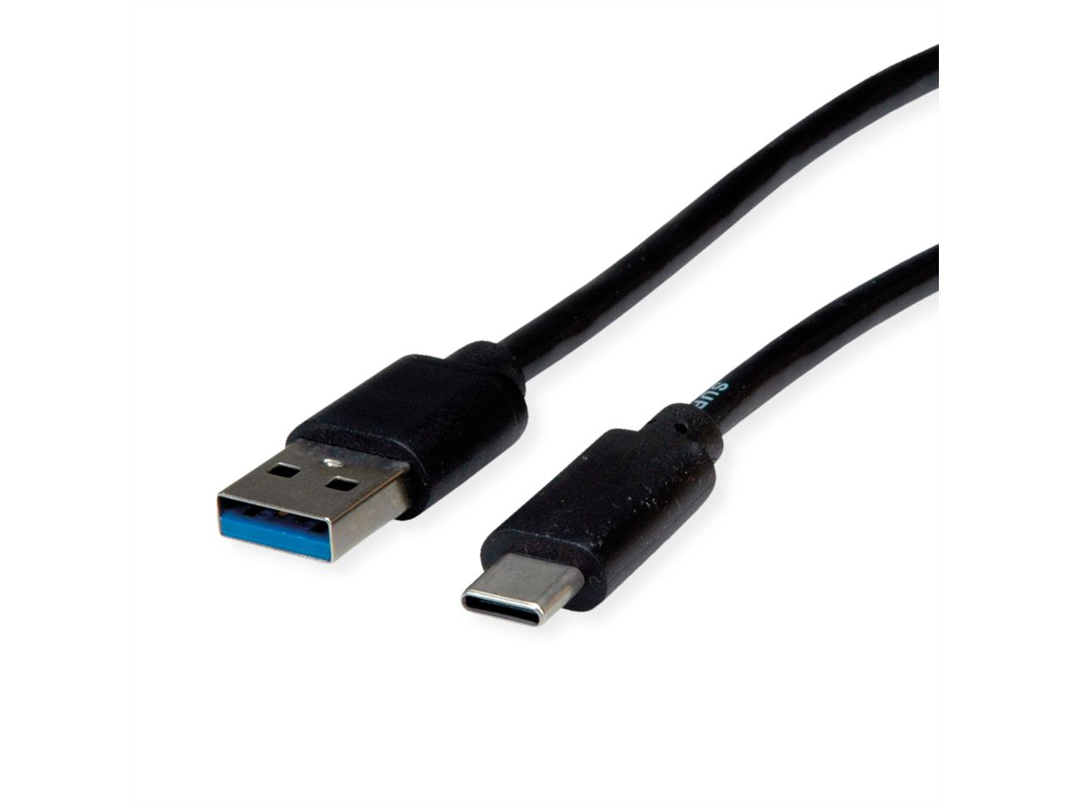 ROLINE RM USB 3.2 Gen 1 Kabel, A-C, ST/ST, schwarz, 1 m