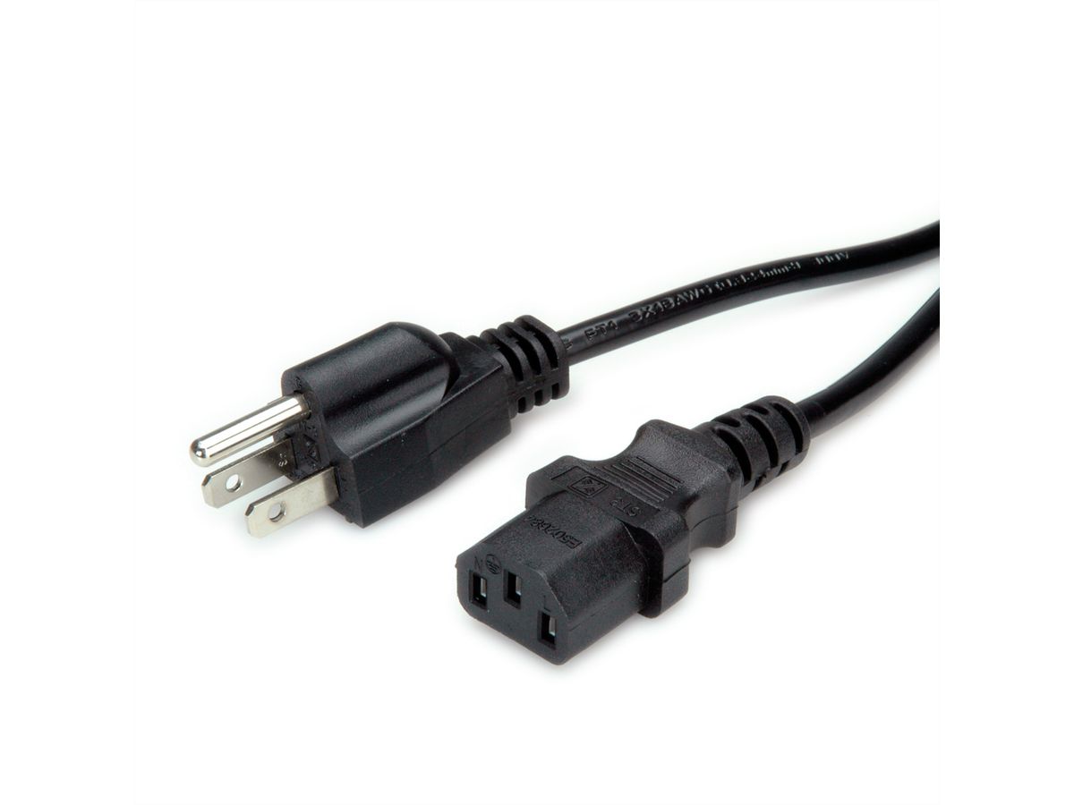 Netzkabel NEMA-5 auf C13 für USA, schwarz, 1,8 m