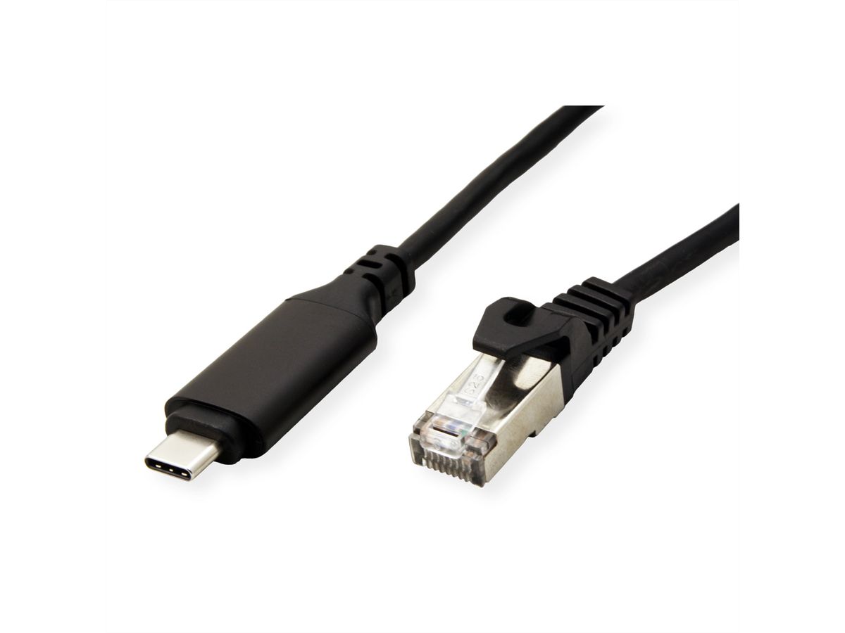 ROLINE USB 3.2 Gen 2 Typ C zu Gigabit Ethernet Konverterkabel, schwarz, 1,5 m