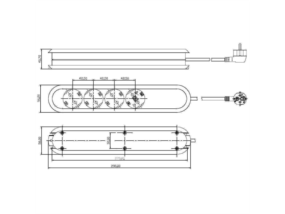 BACHMANN SMART Steckdosenleiste 4x Schutzkontakt, weiß, 1,5 m