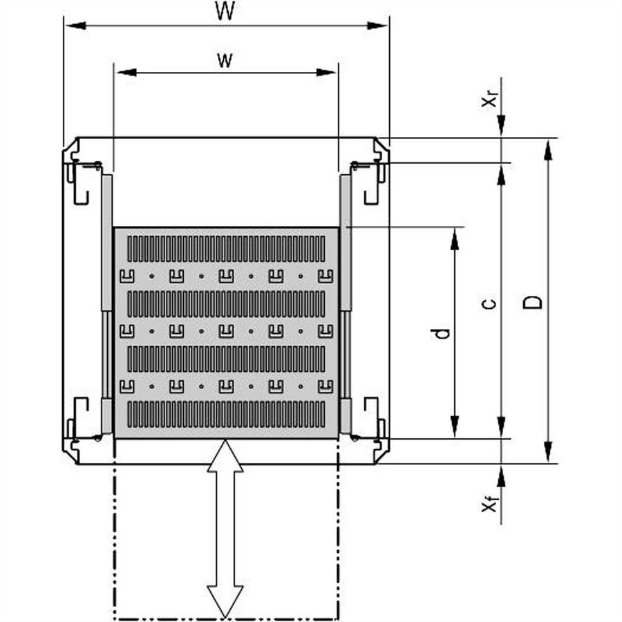 SCHROFF 19''- / Gestell- Fachboden ausziehbar - 19"FA AUS 2HE C=500 RED 7035