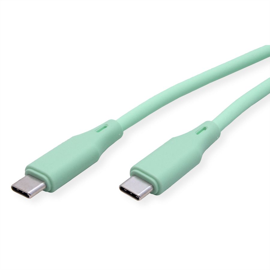 ROLINE USB 2.0 Kabel, Typ C-C, ST/ST, Silikon, 60W, grün, 1 m