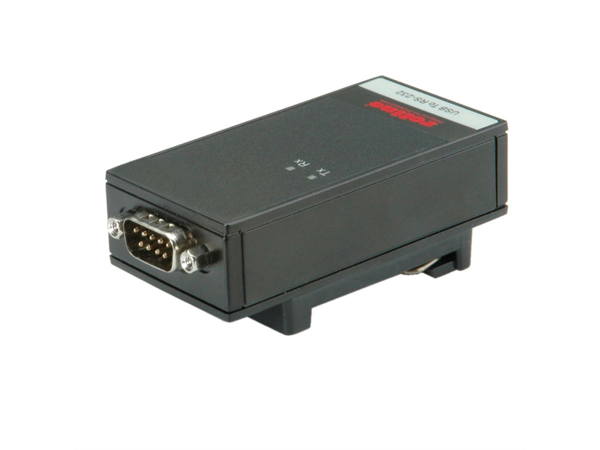 ROLINE USB 2.0 nach RS-232 Adapter für DIN Hutschiene, 1 Port