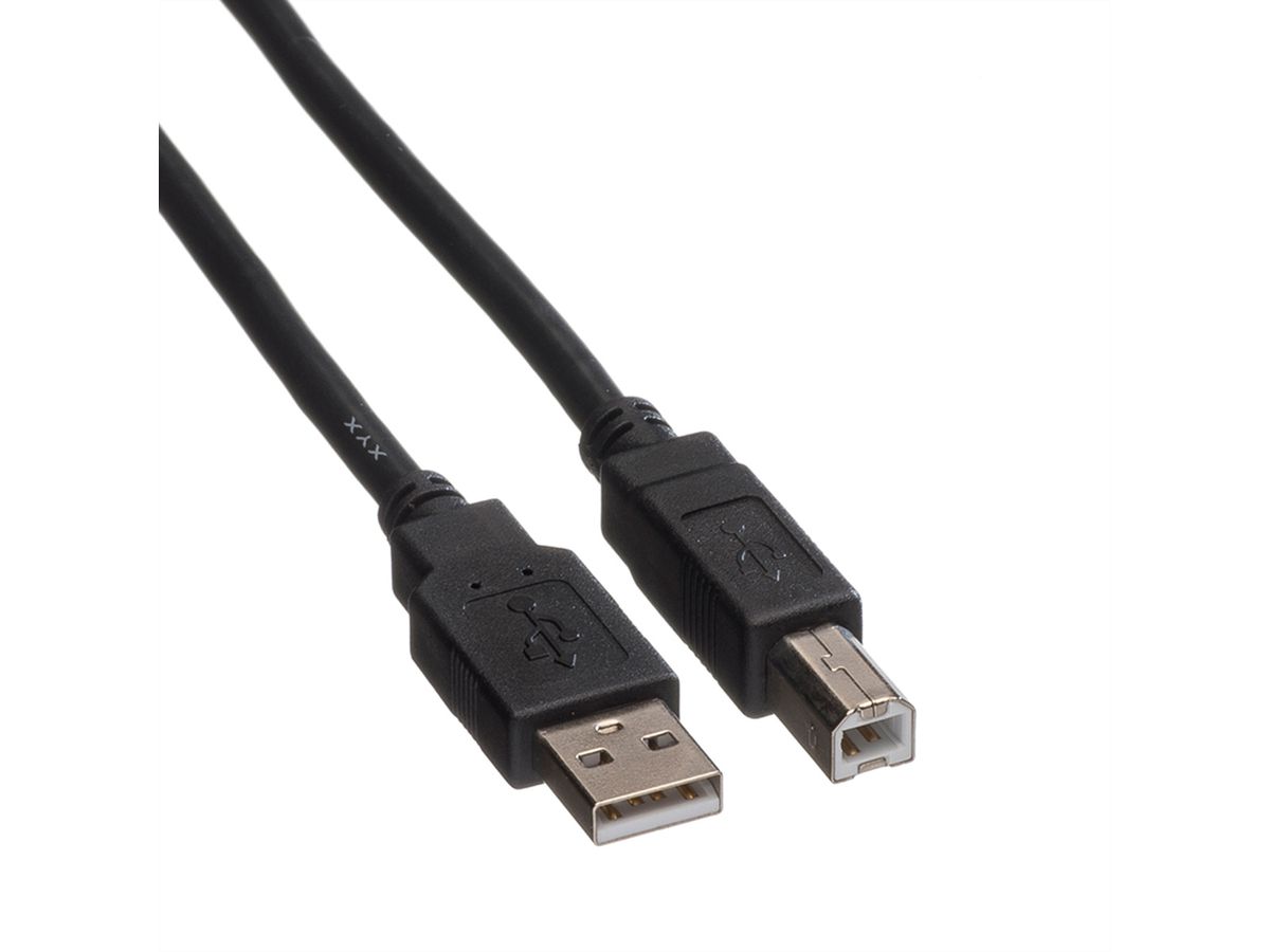 ROLINE GREEN USB 2.0 Kabel, Typ A-B, schwarz, 0,8 m