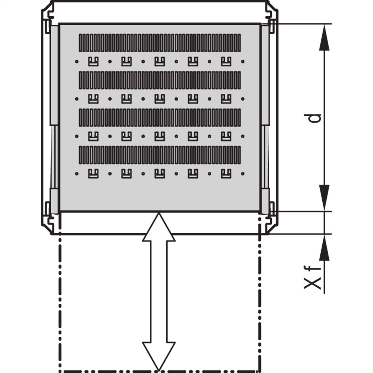 SCHROFF 19''-Fachboden ausziehbar - 19"FA AUS 2HE C=700 VOL 7035