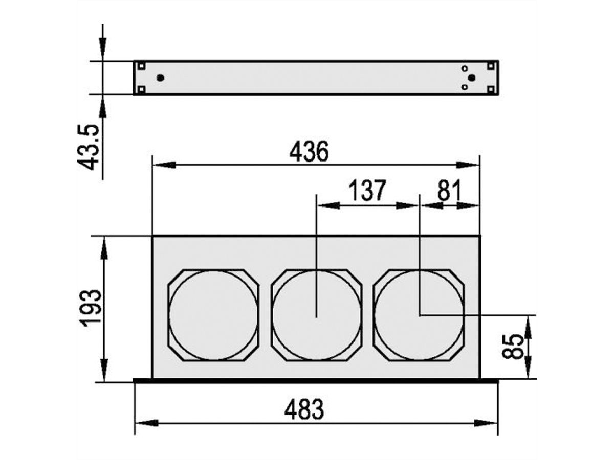 SCHROFF 19" Umlüfter, 3 Ventilatoren, 1 HE - UMLUEFTER 19"O.SCH. 115V