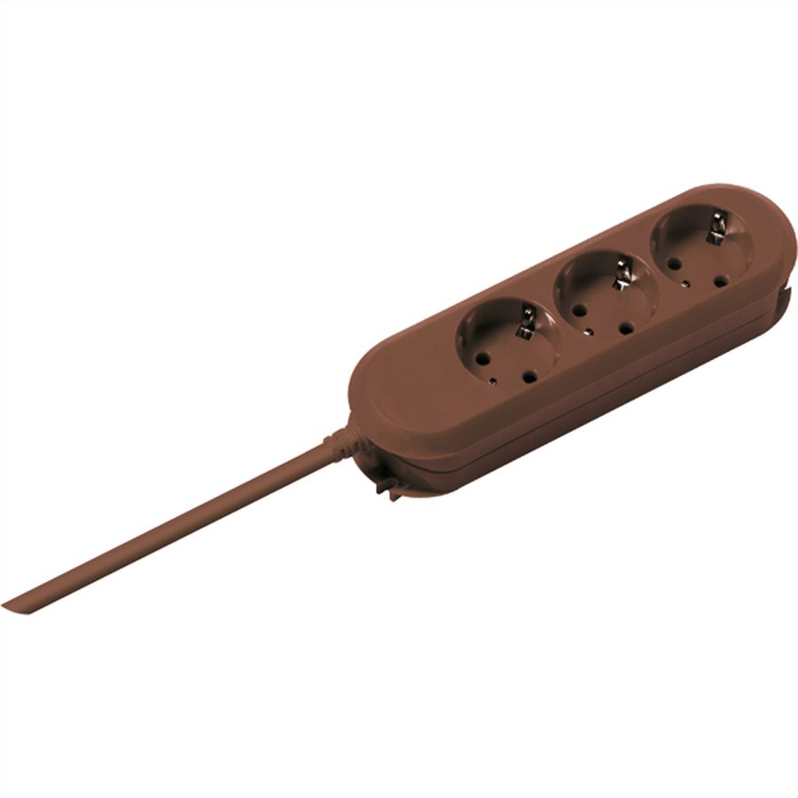 BACHMANN SMART Steckdosenleiste 3x CEE7/3 braun, 3x Schutzkontakt