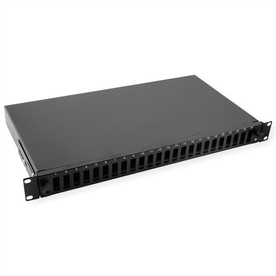 VALUE 19-Zoll-Spleißbox leer 1 HE, 24x SC DX / LC 4-fach, ausziehbar