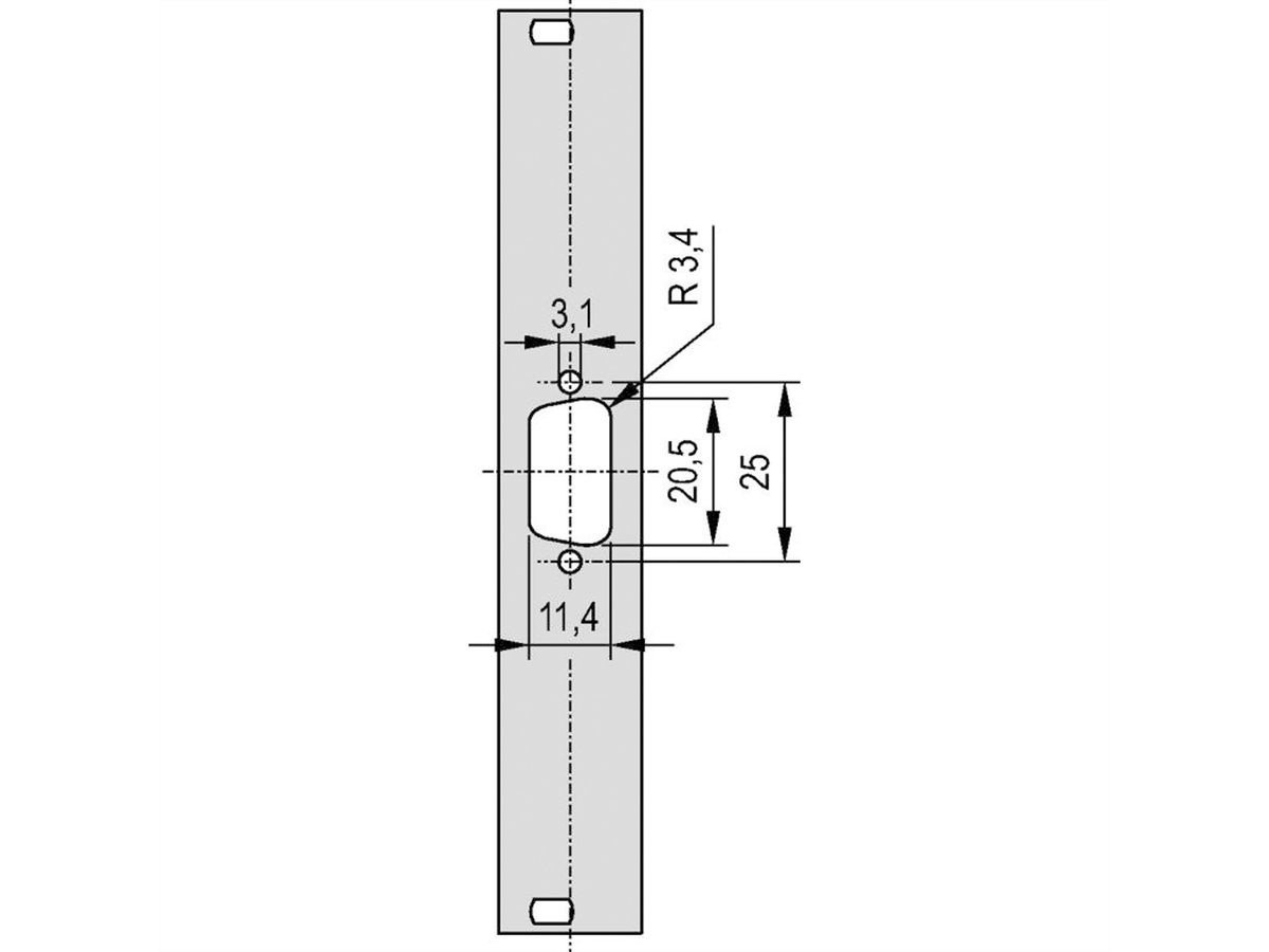 SCHROFF Frontplatte SUB-D Ausbruch - TEILFRONTPL.3HE 4TE 1X9 DC