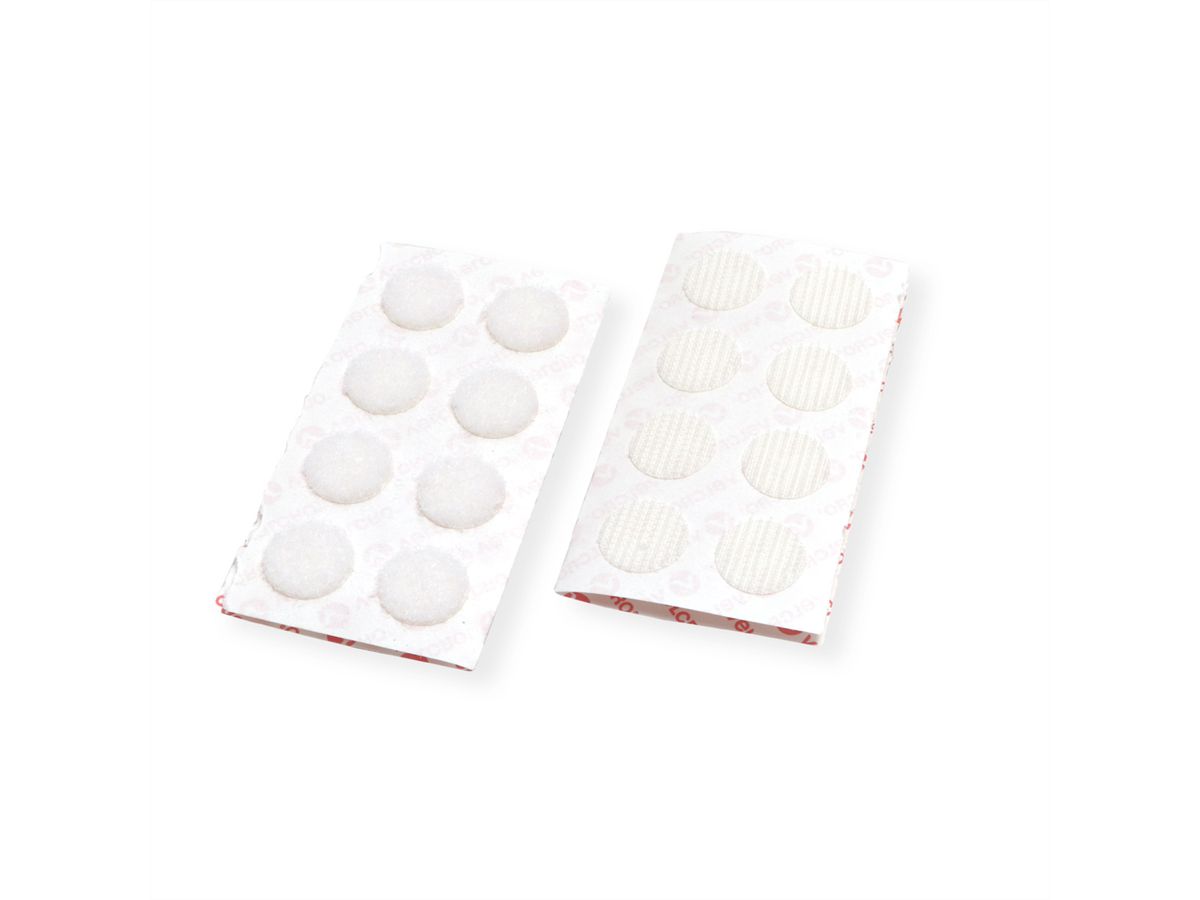 VELCRO® Klettpunkte Selbstklebend, Haken & Flausch 16mm x 16 sets Weiß