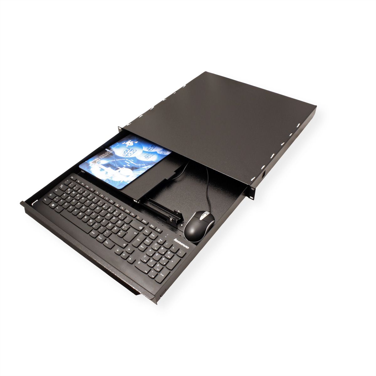 19"-Tastatureinschub 1 HE ohne Tastatur, schwarz