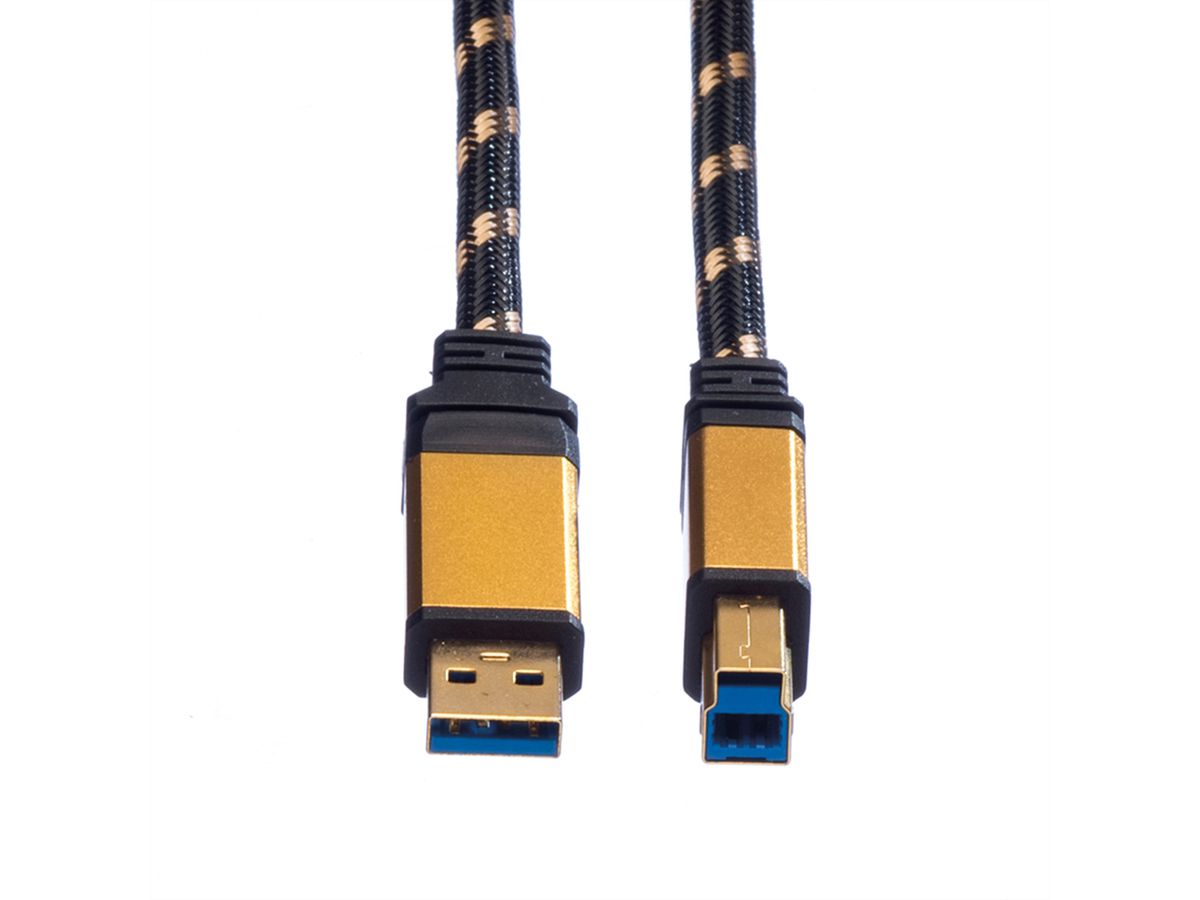 ROLINE GOLD USB 3.2 Gen 1 Kabel, Typ A-B, 0,8 m