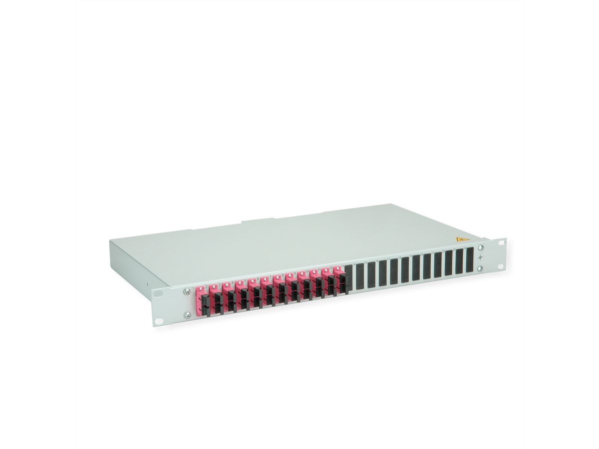 TELEGÄRTNER BASIS eco LWL-Panel mit Kupplungen & Pigtails, 12x SC Duplex, violett, OM4, Grade C