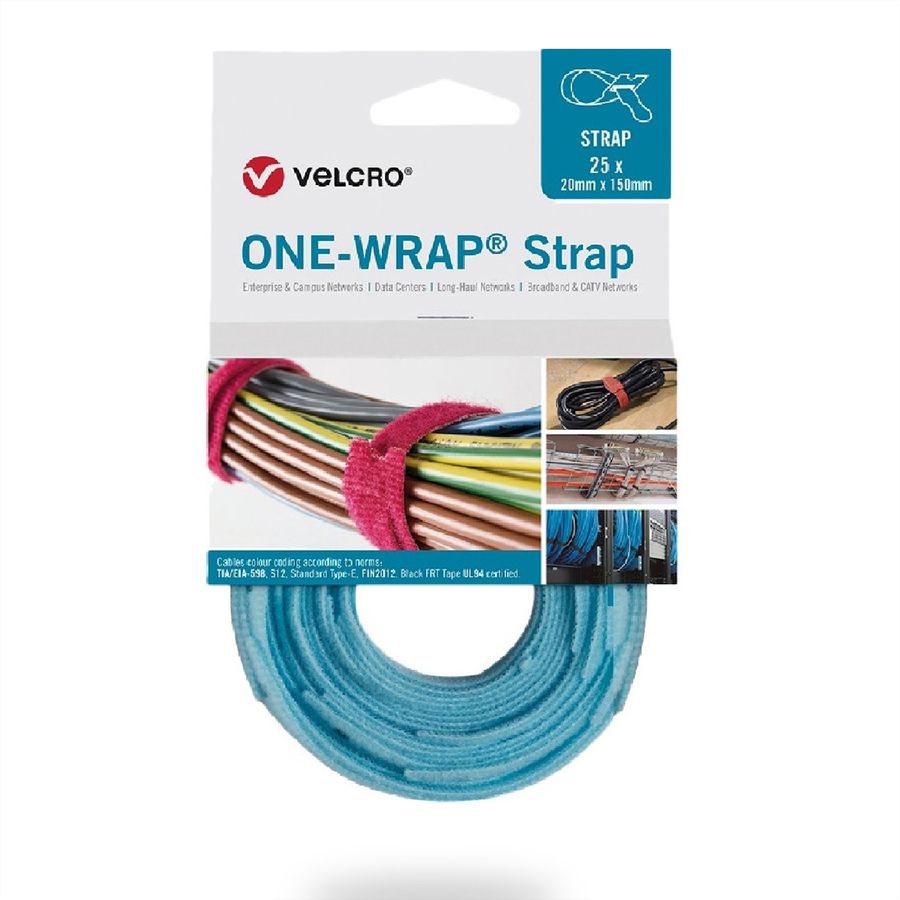 VELCRO® One Wrap® Strap 25mm x 300mm, 25 Stück, türkis