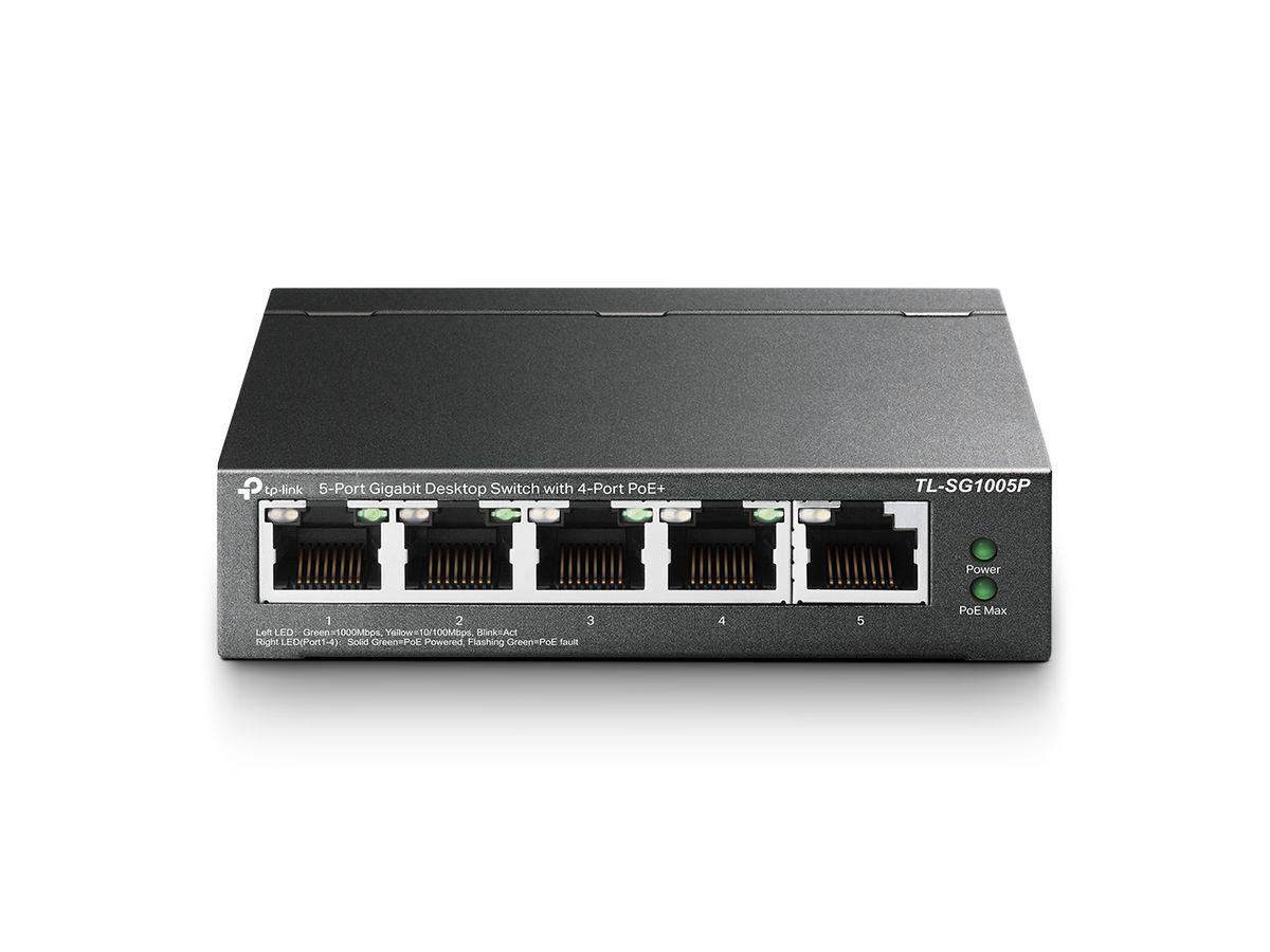TP-Link TL-SG1005P Netzwerk-Switch Unmanaged Gigabit Ethernet (10/100/1000) Power over Ethernet (PoE) Schwarz