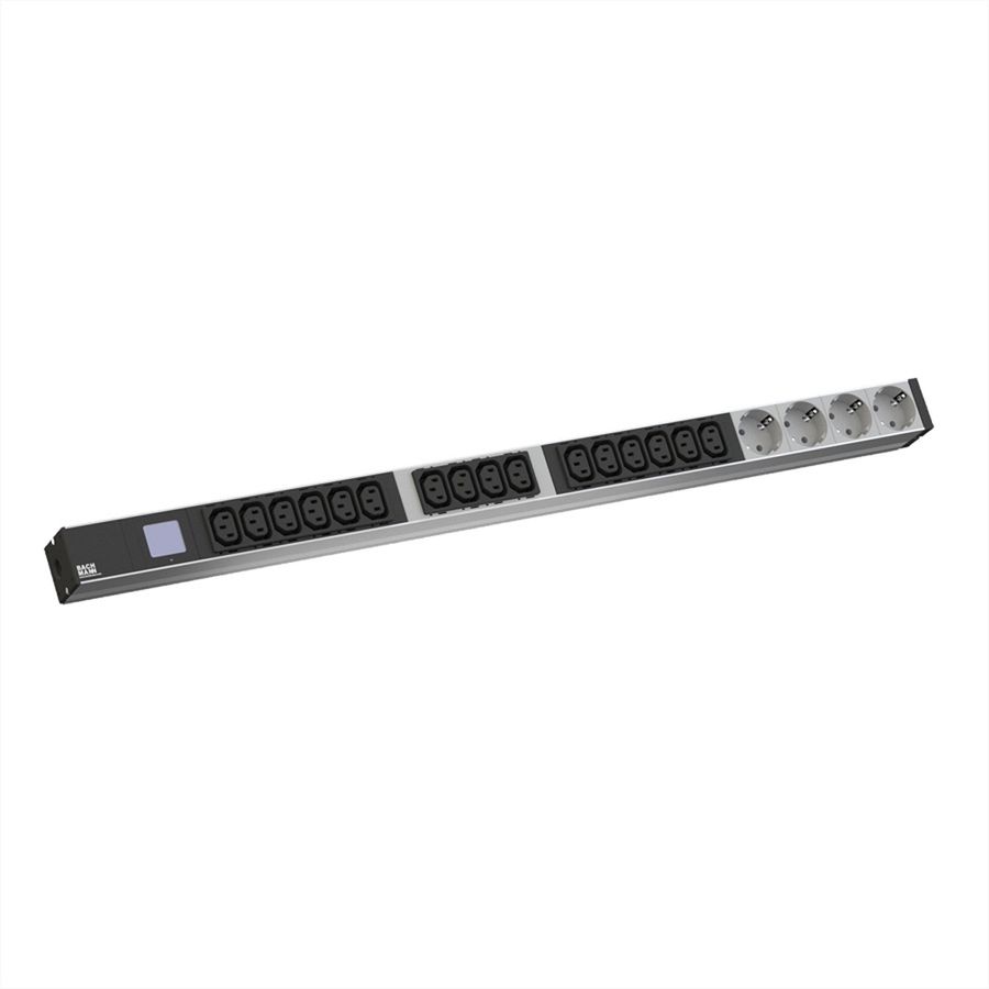 BACHMANN BN0500 19" PDU 1HE 16xC13 4x Schutzkontakt, Leistungsmessung, Anschluss CEE 16A, blau