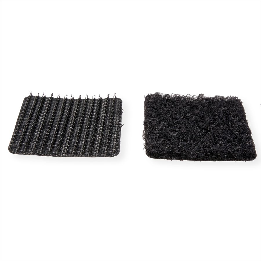 VELCRO® Klettquadrate Selbstklebend, Haken & Flausch 25mm x 25mm x 24 sets Schwarz