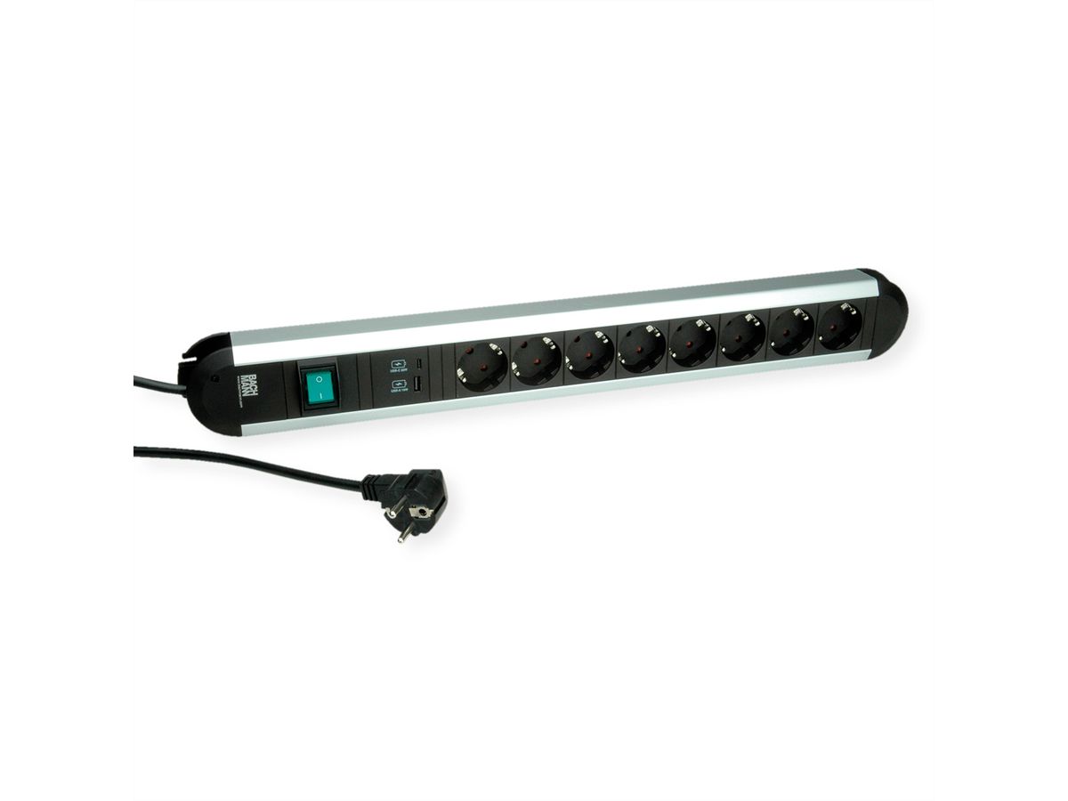 BACHMANN PRIMO 8xCEE7/3 1xUSB A&C 22W 1xSchalter Strom 2,0m CEE7/7