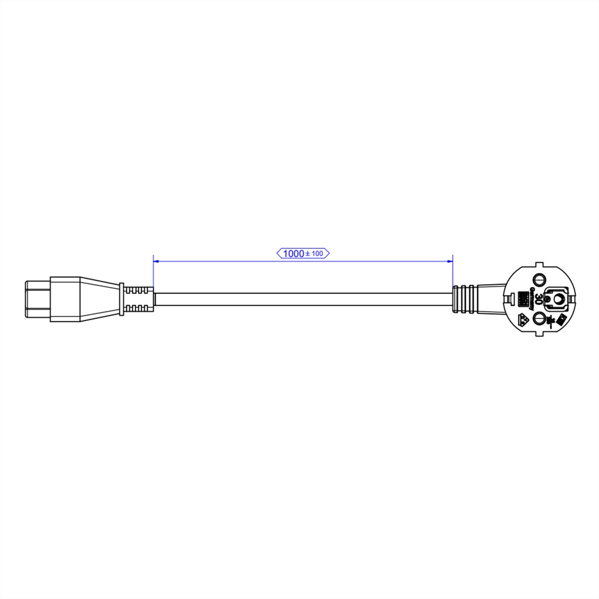 BACHMANN H05VV-F 3G0,75mm² sw L:1,0m IEC C5/CEE7/7