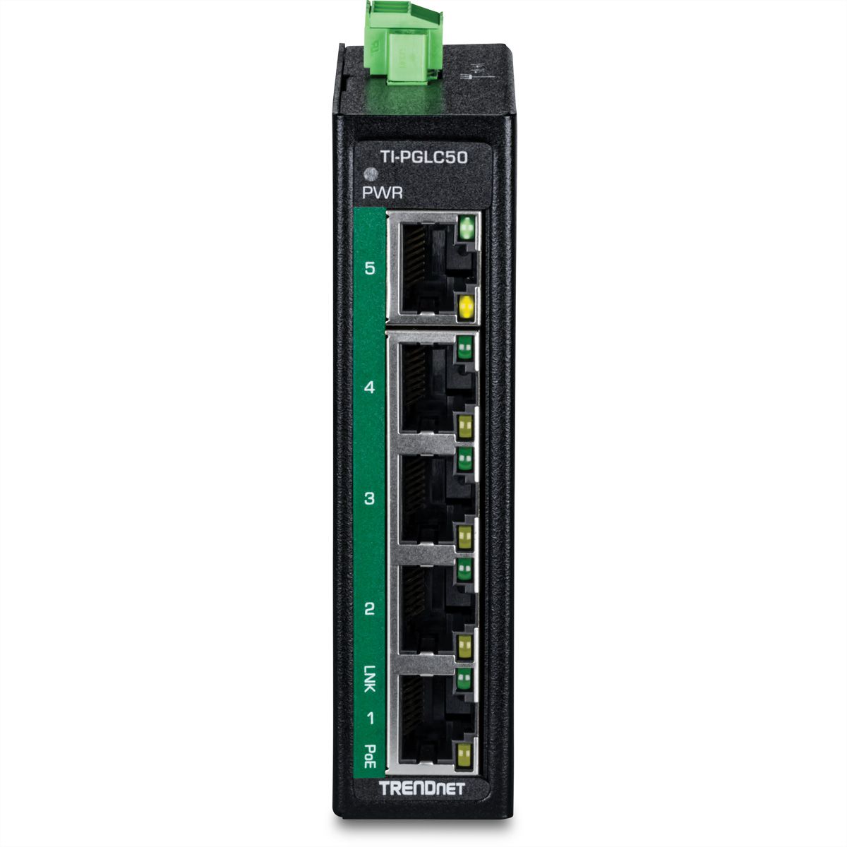 TRENDnet TI-PGLC50 5-Port Gigabit PoE+ Industrial DIN-Rail Mini Switch