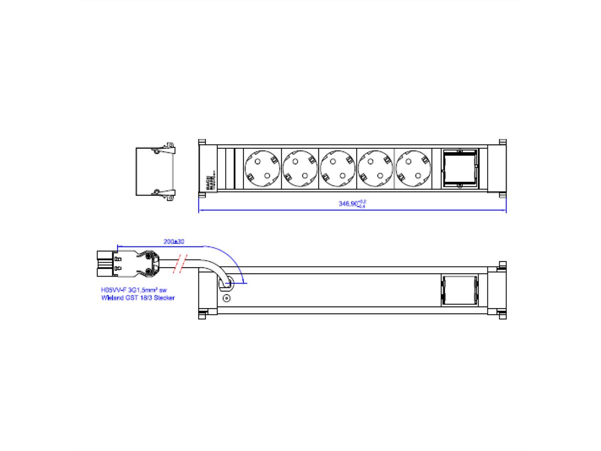 BACHMANN POWER FRAME 5xCEE7/3 1xCM 0,2m GST18i3